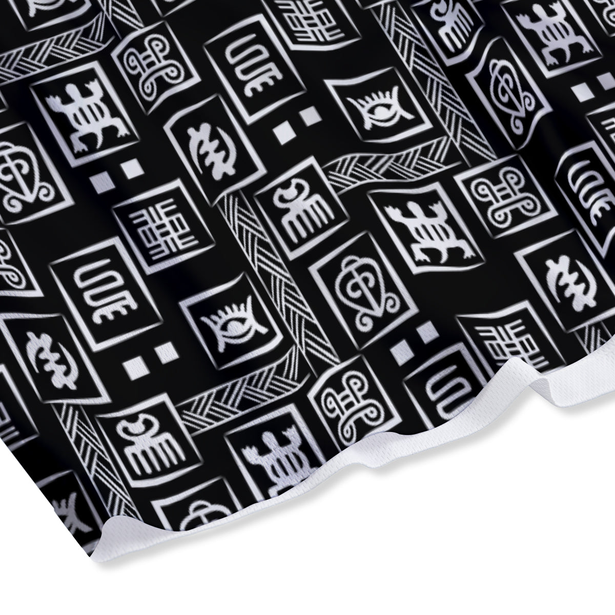 Adinkra Symbols White And Black Print Pattern Mesh Shorts