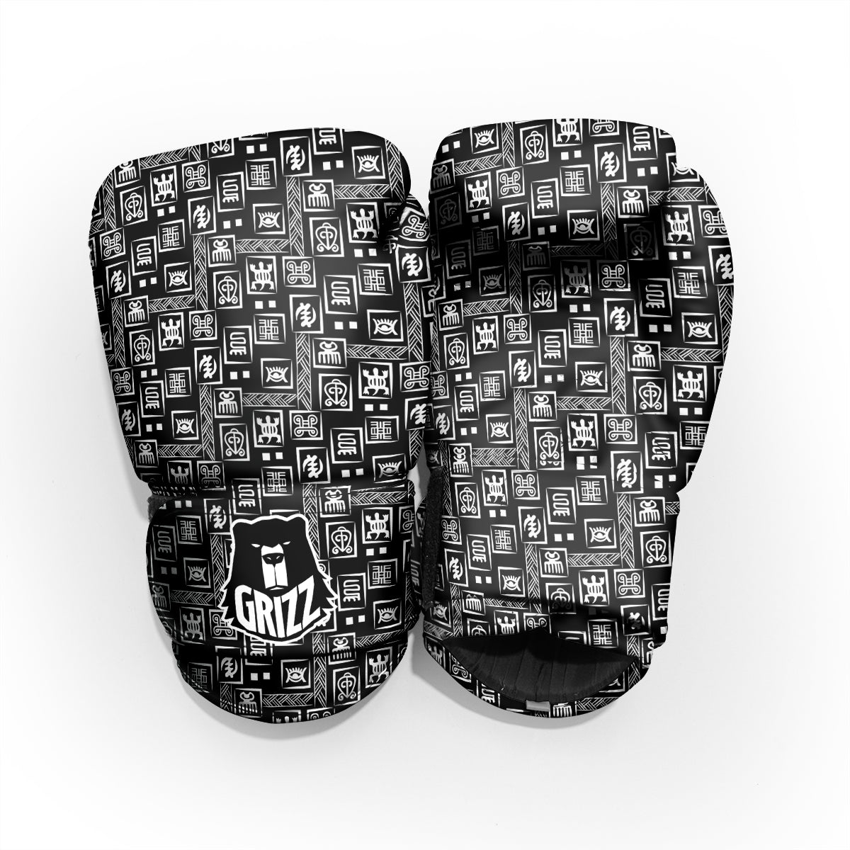 Adinkra Symbols White And Black Print Pattern Pro Boxing Glove