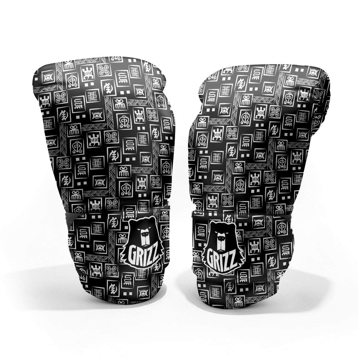 Adinkra Symbols White And Black Print Pattern Pro Boxing Glove