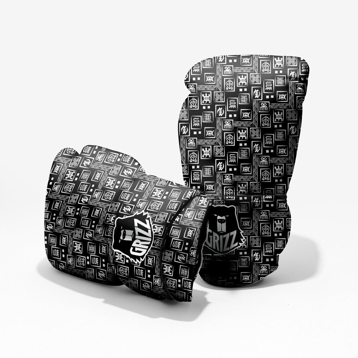 Adinkra Symbols White And Black Print Pattern Pro Boxing Glove