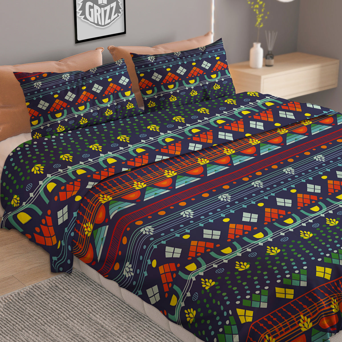 Adinkra Tribe African West Symbols Duvet Cover Bedding Set