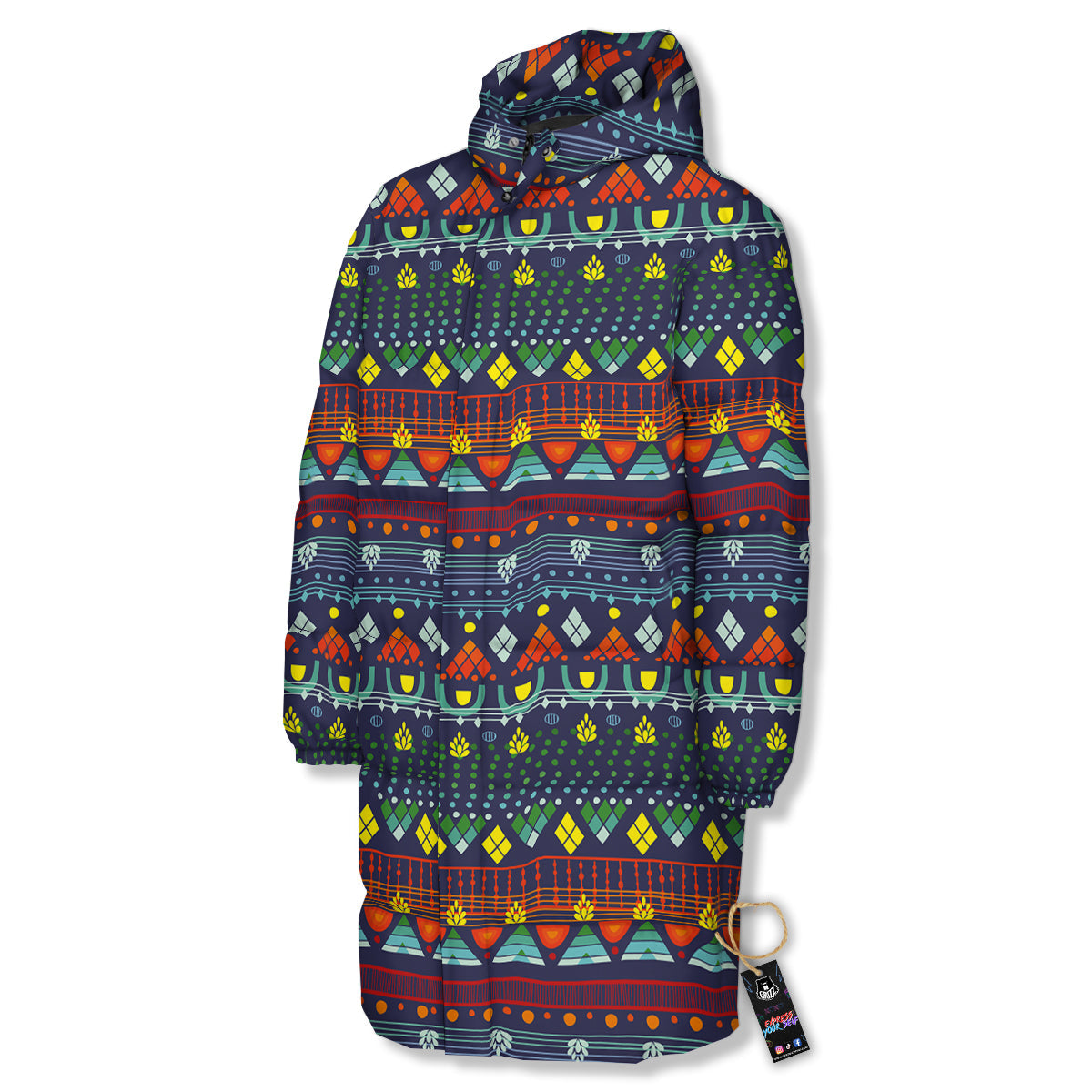 Adinkra Tribe African West Symbols Long Down Jacket-grizzshop