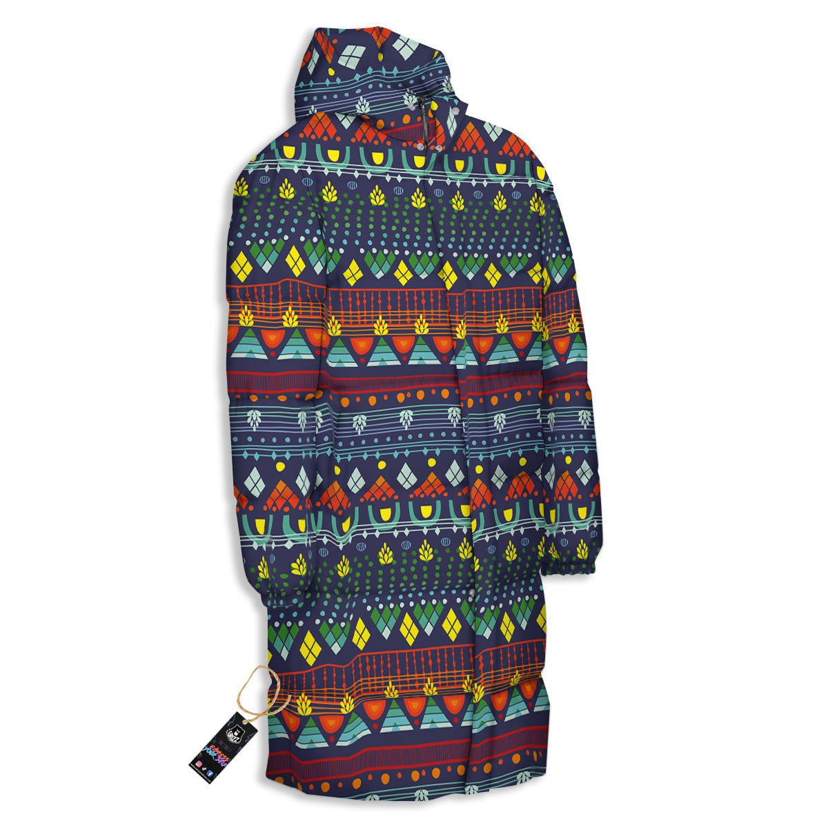 Adinkra Tribe African West Symbols Long Down Jacket-grizzshop