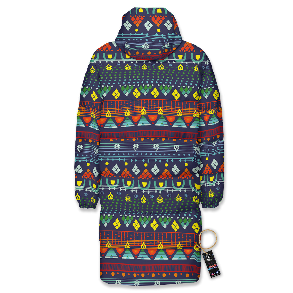 Adinkra Tribe African West Symbols Long Down Jacket-grizzshop