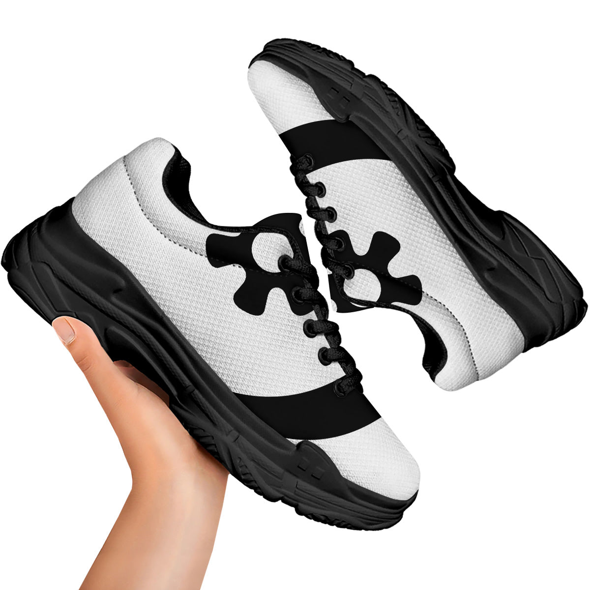 Adinkra Tribe Symbols White And Black Black Chunky Shoes-grizzshop