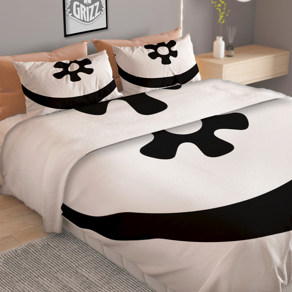 Adinkra Tribe Symbols White And Black Duvet Cover Bedding Set