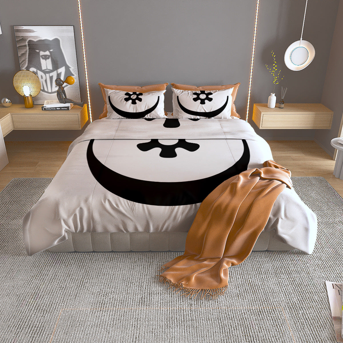 Adinkra Tribe Symbols White And Black Duvet Cover Bedding Set