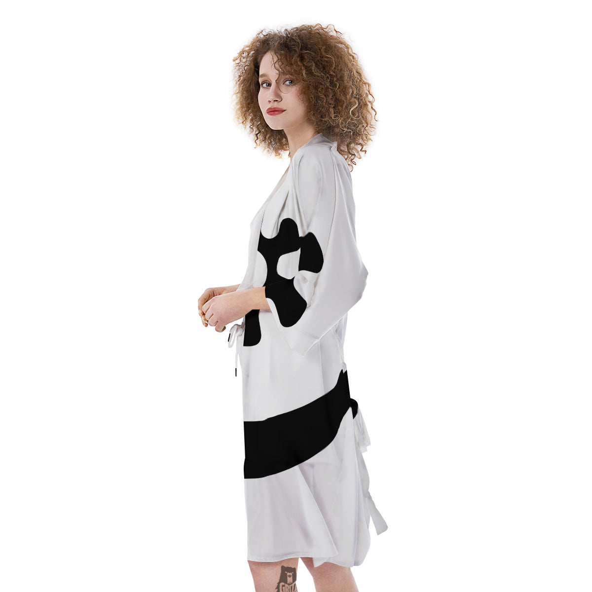 Adinkra Tribe Symbols White And Black Kimono-grizzshop
