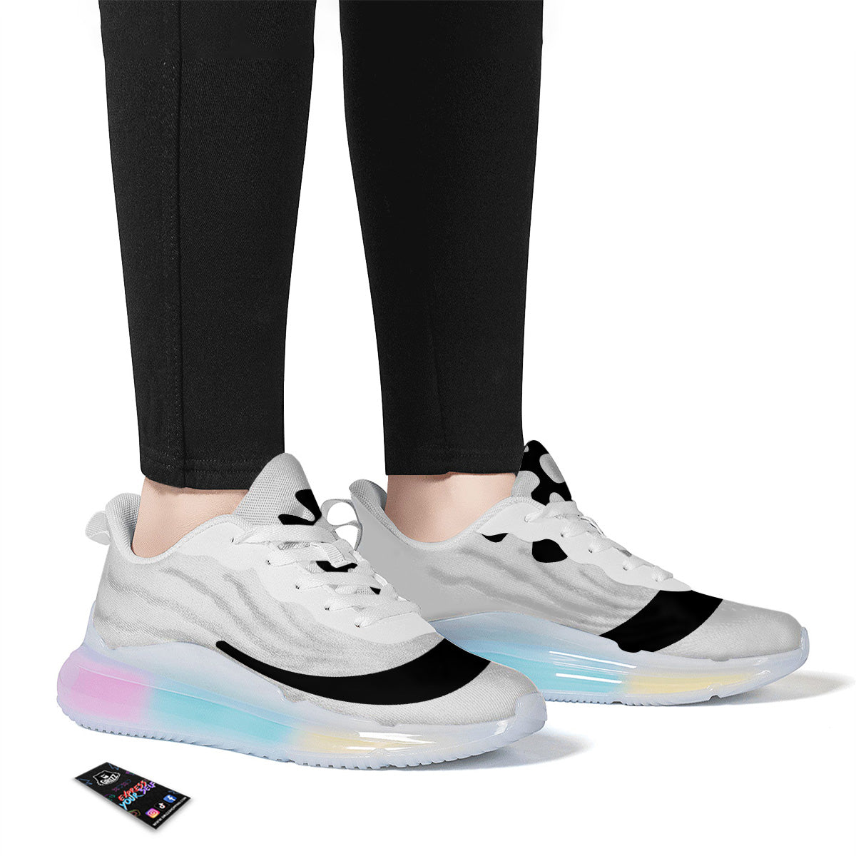 Adinkra Tribe Symbols White And Black Running Sneakers-grizzshop