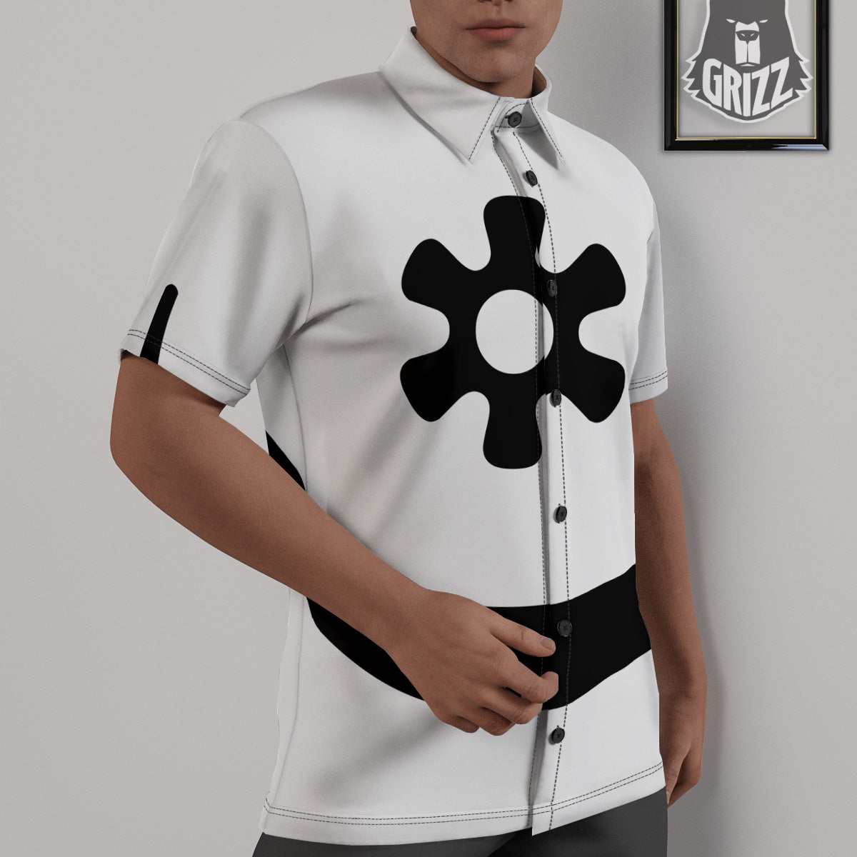 Adinkra Tribe Symbols White And Black Untucked Shirts-grizzshop