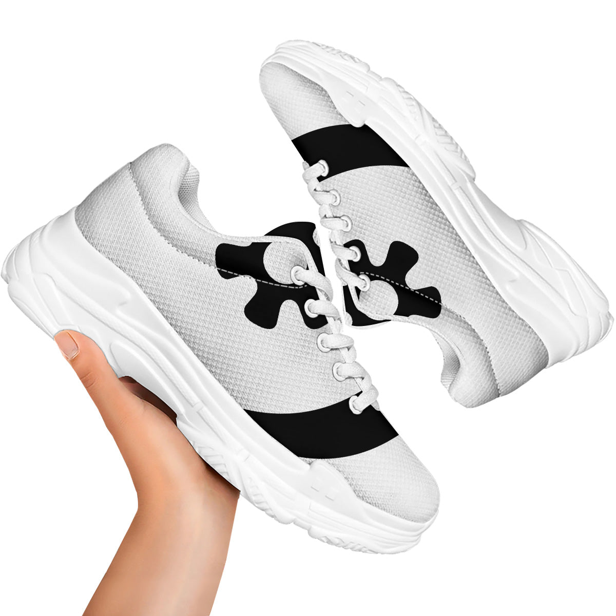 Adinkra Tribe Symbols White And Black White Chunky Shoes-grizzshop