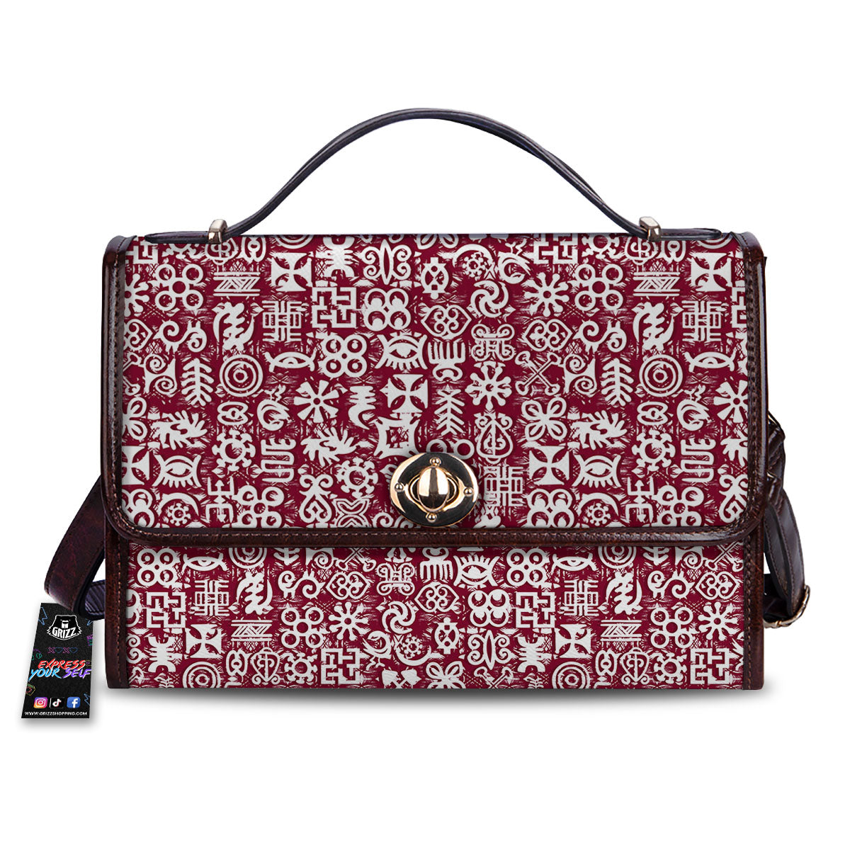 Adinkra African Tribe Red Symbols Women's Satchel Bag