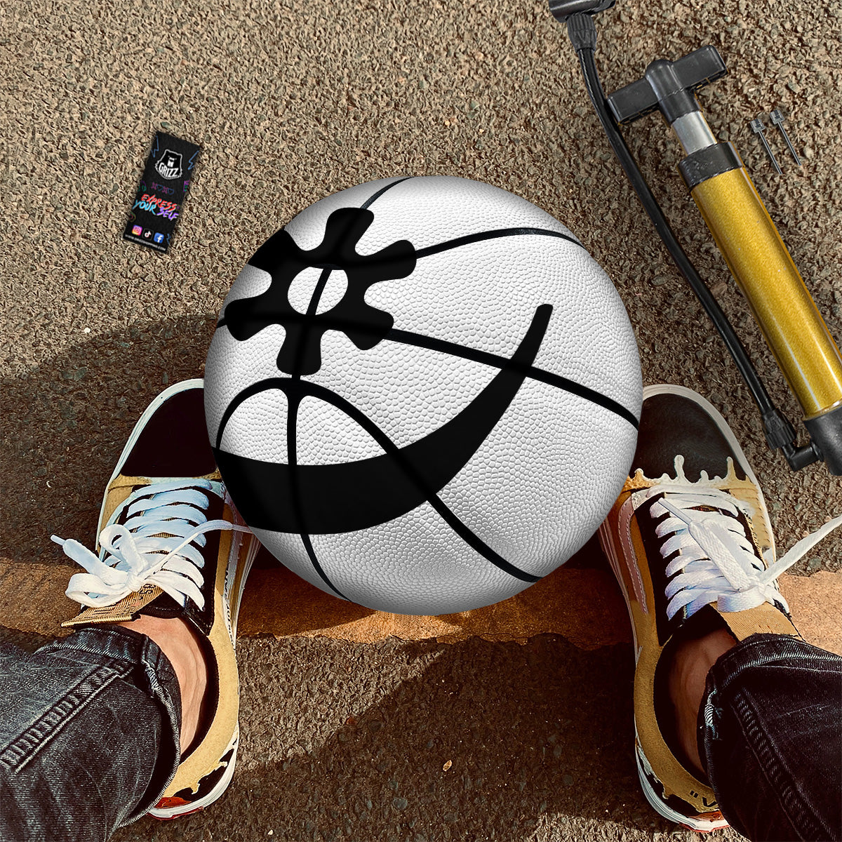 Adinkra Tribe Symbols White And Black Basketball