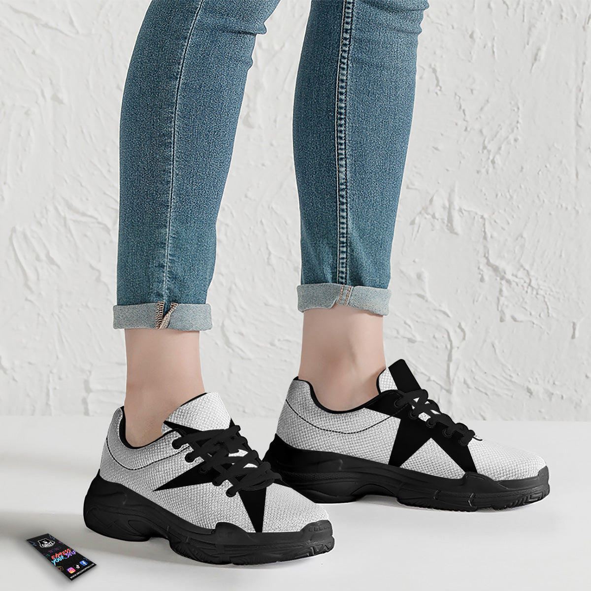 African Adinkra Symbols White And Black Black Chunky Shoes-grizzshop