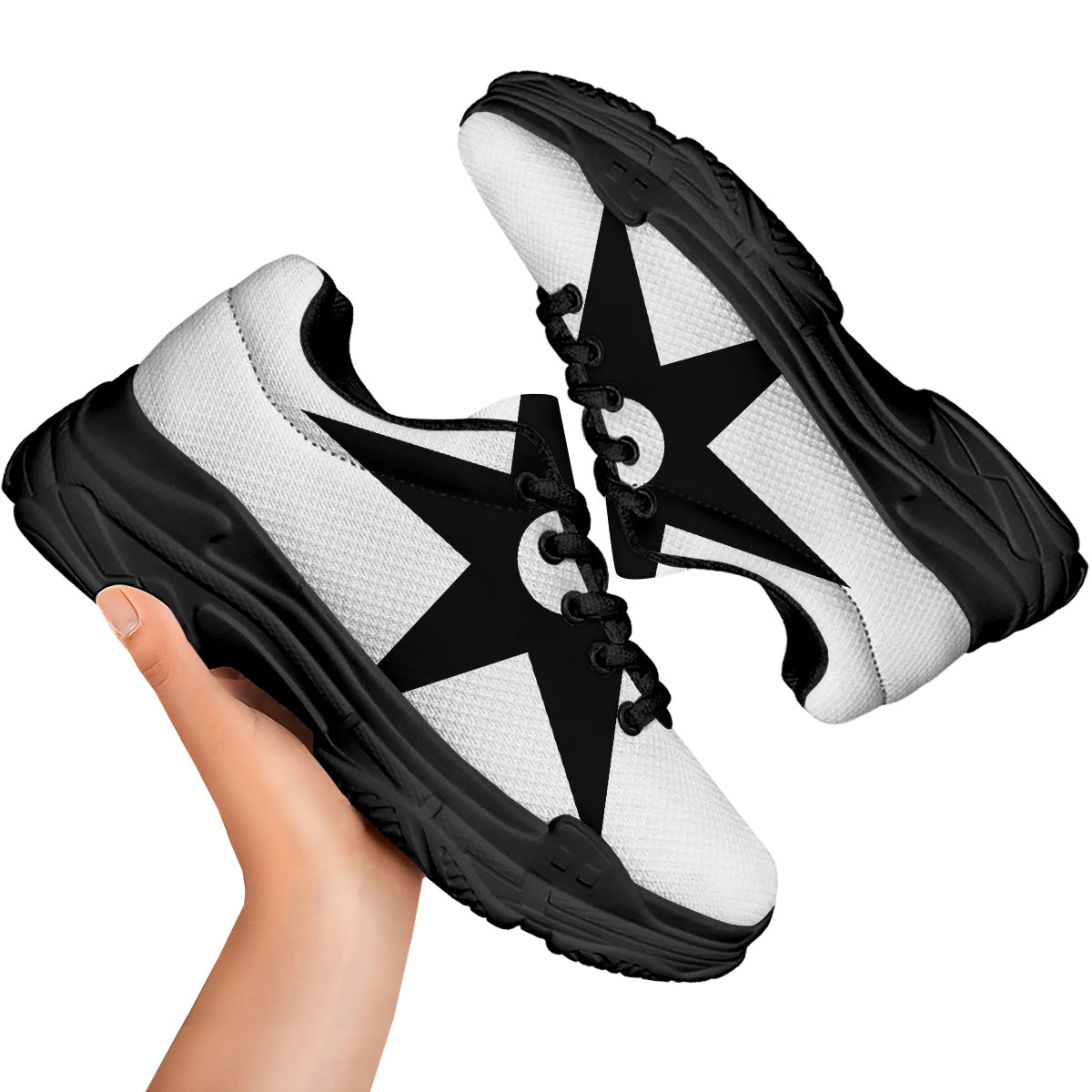 African Adinkra Symbols White And Black Black Chunky Shoes-grizzshop