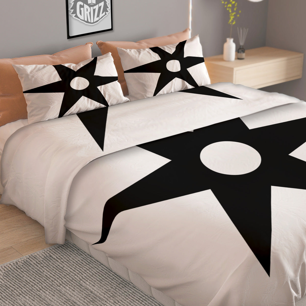 African Adinkra Symbols White And Black Duvet Cover Bedding Set