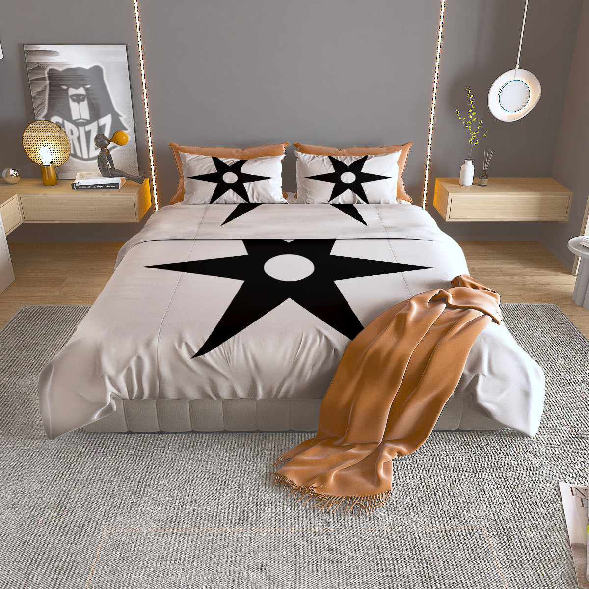 African Adinkra Symbols White And Black Duvet Cover Bedding Set