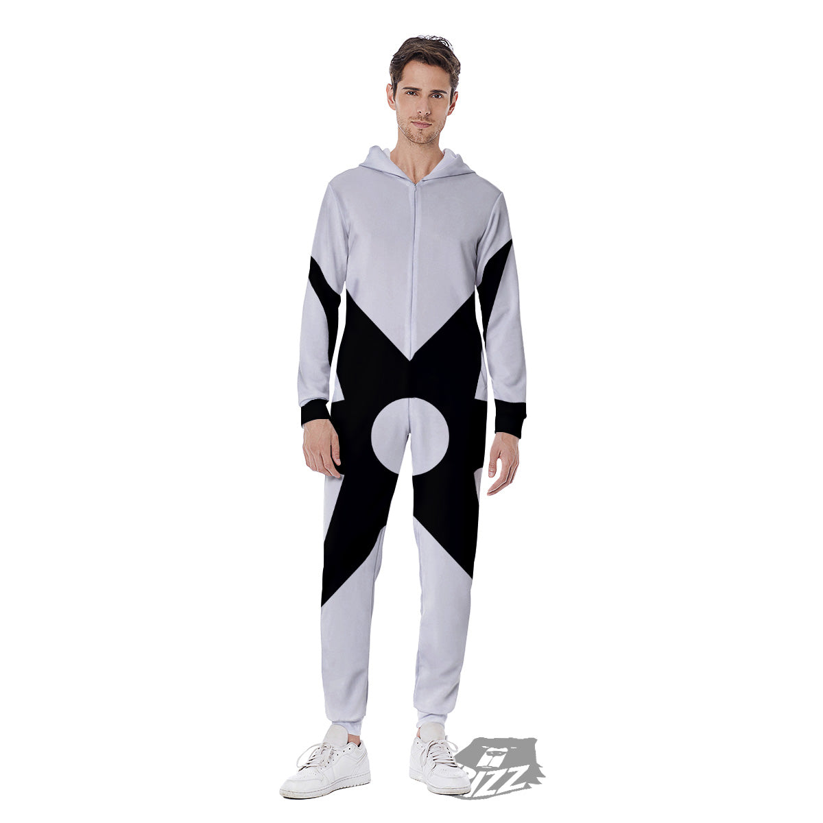 African Adinkra Symbols White And Black Men's Jumpsuit-grizzshop