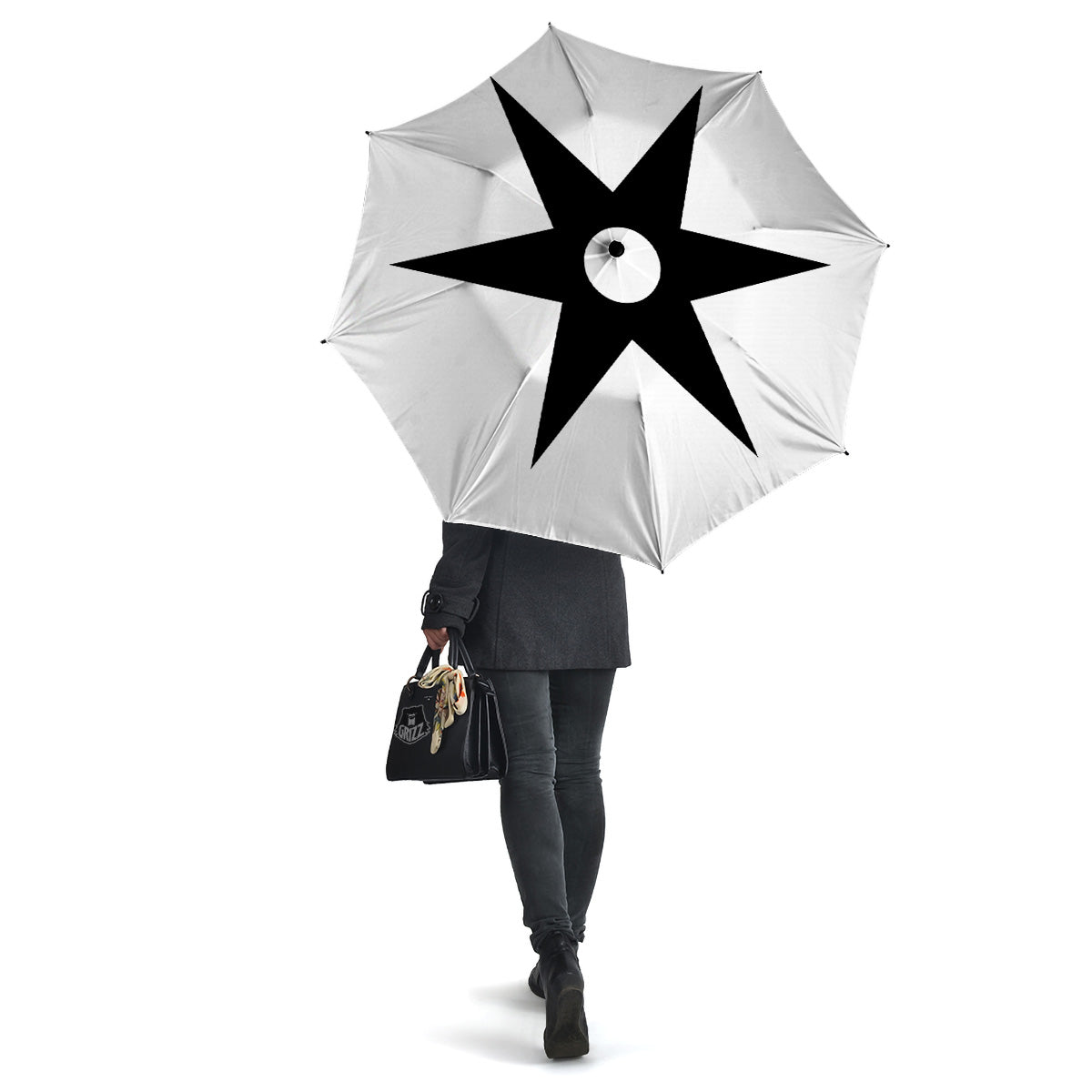 African Adinkra Symbols White And Black Umbrella-grizzshop