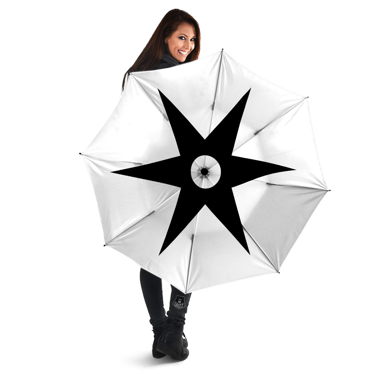 African Adinkra Symbols White And Black Umbrella-grizzshop