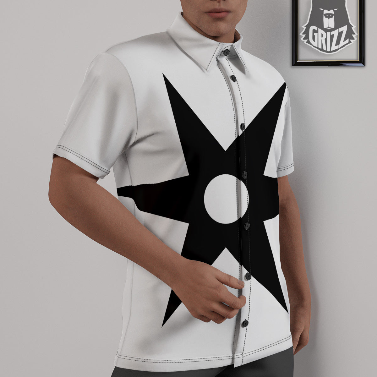 African Adinkra Symbols White And Black Untucked Shirts-grizzshop