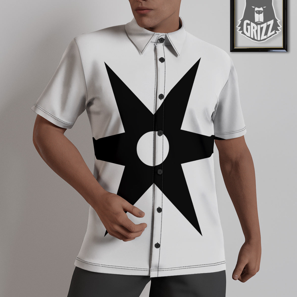 African Adinkra Symbols White And Black Untucked Shirts-grizzshop