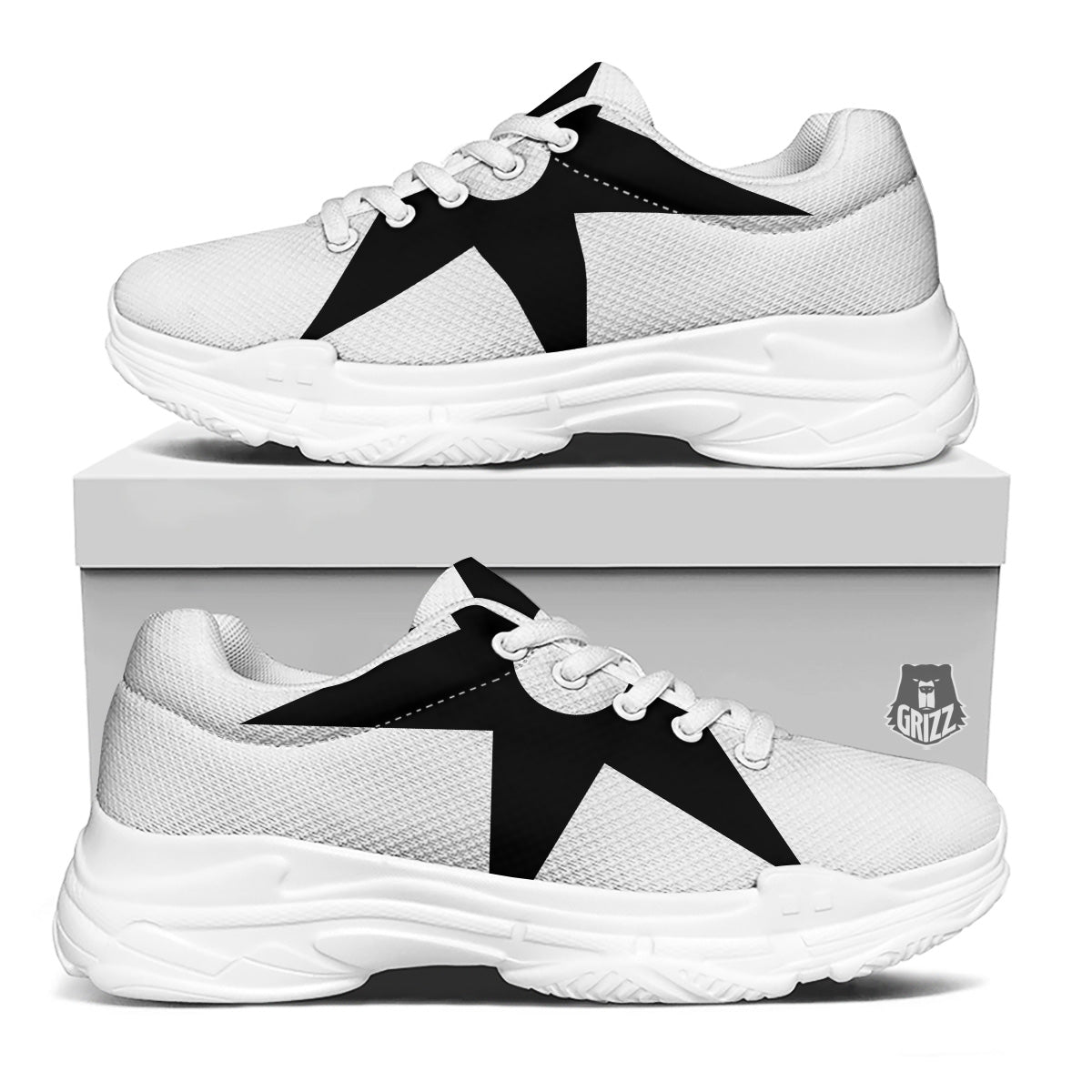 African Adinkra Symbols White And Black White Chunky Shoes-grizzshop