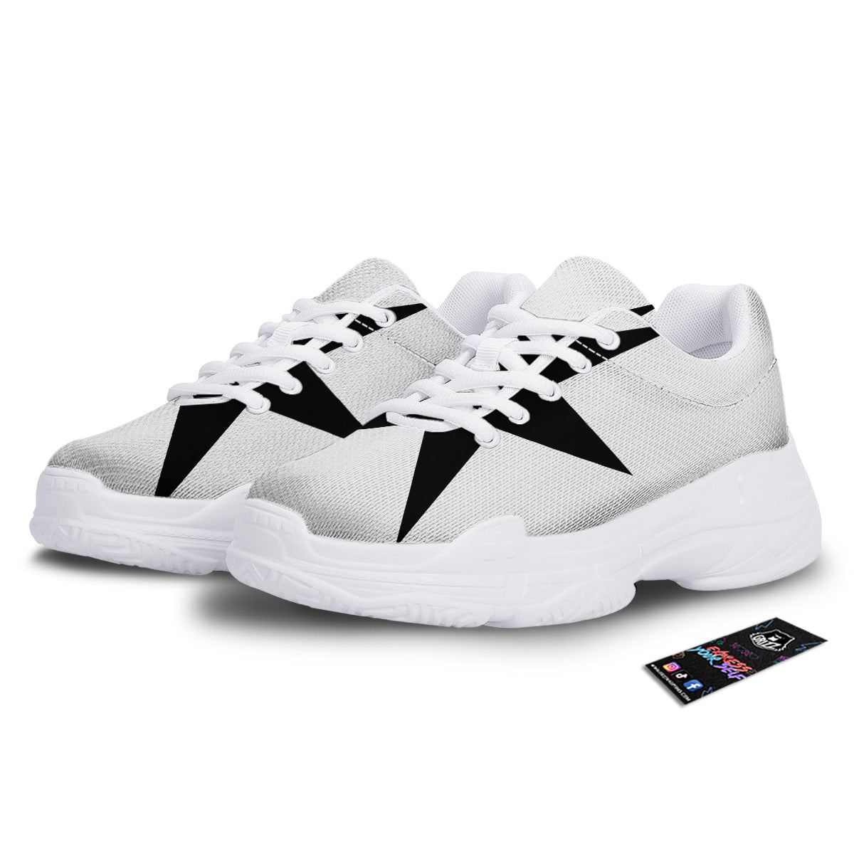 African Adinkra Symbols White And Black White Chunky Shoes-grizzshop