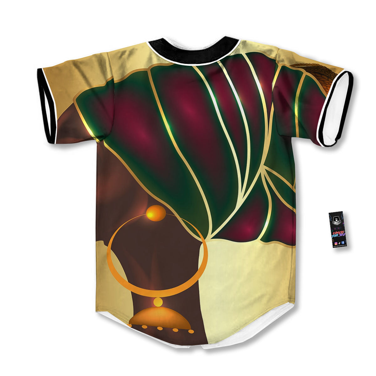 African Afro Gold And Black Print Baseball Jersey-grizzshop