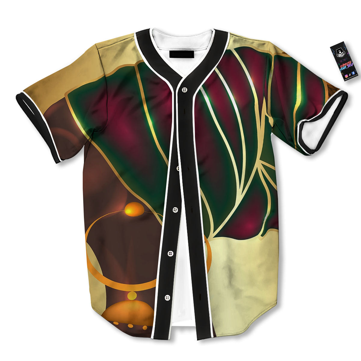 African Afro Gold And Black Print Baseball Jersey-grizzshop