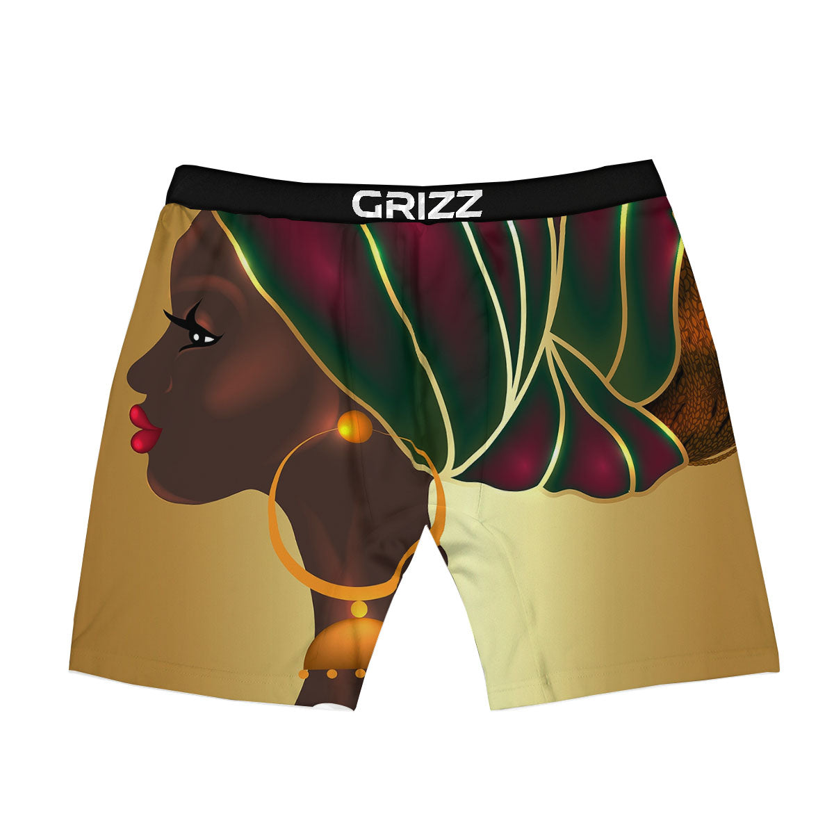 African Afro Gold And Black Print Boxer Briefs-grizzshop