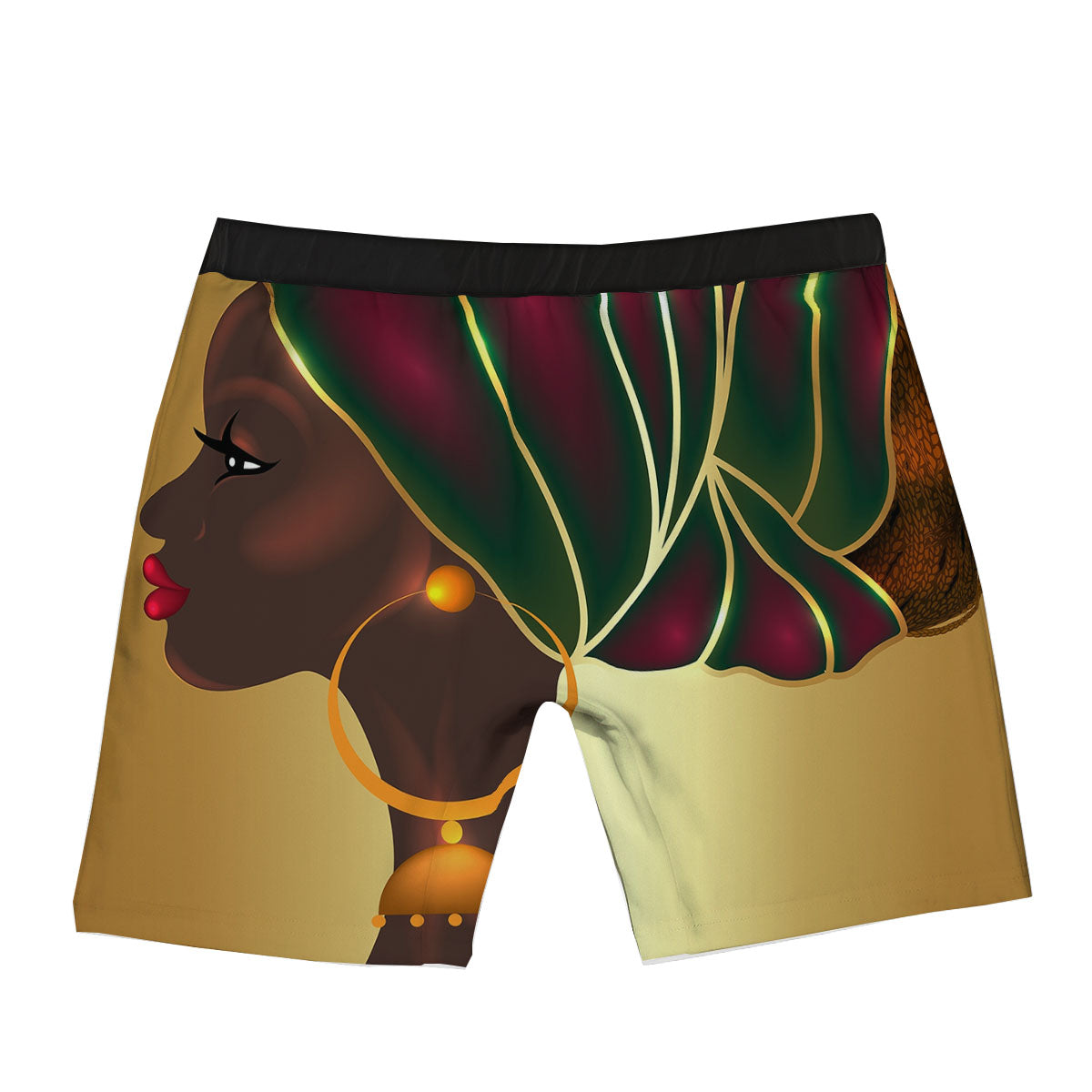 African Afro Gold And Black Print Boxer Briefs-grizzshop