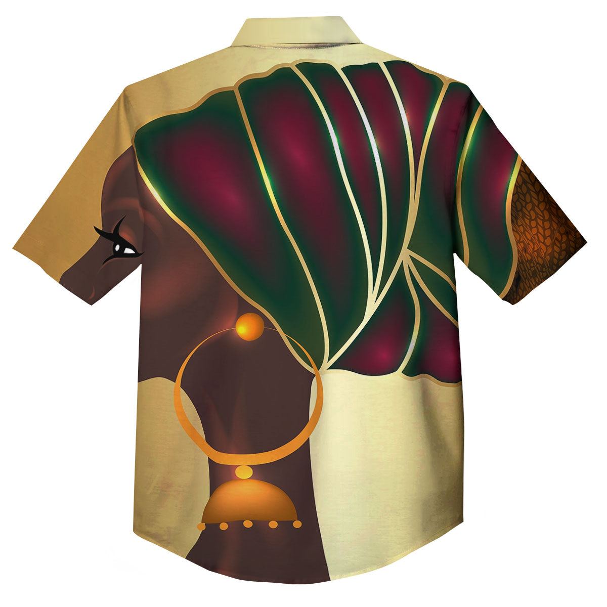 African Afro Gold And Black Print Button Up Shirt-grizzshop
