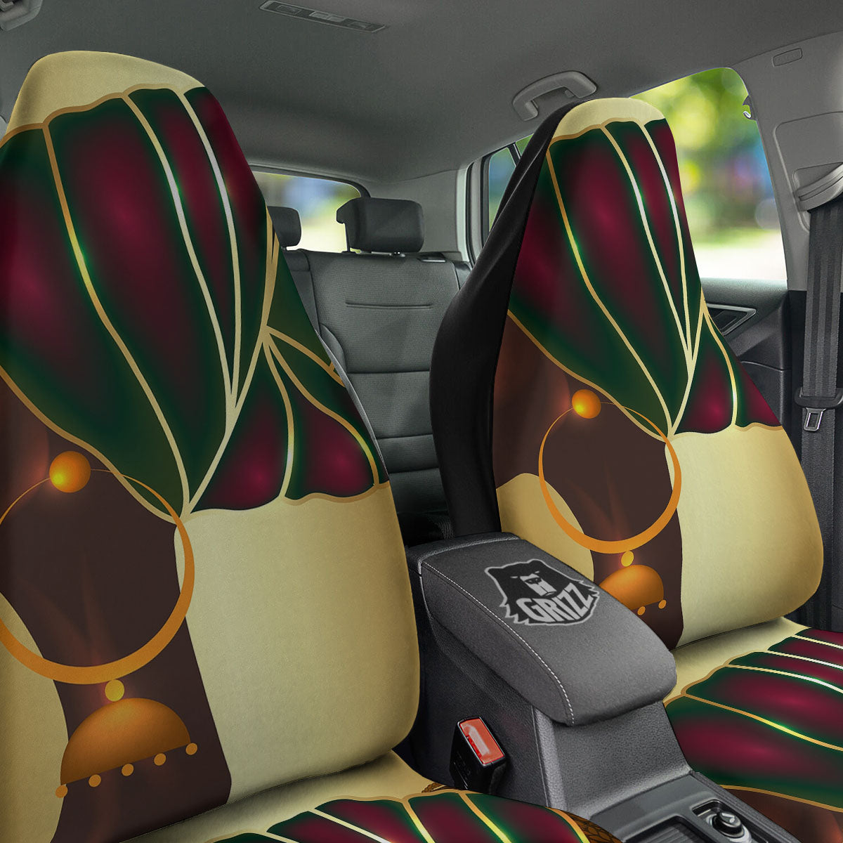 African Afro Gold And Black Print Car Seat Covers-grizzshop