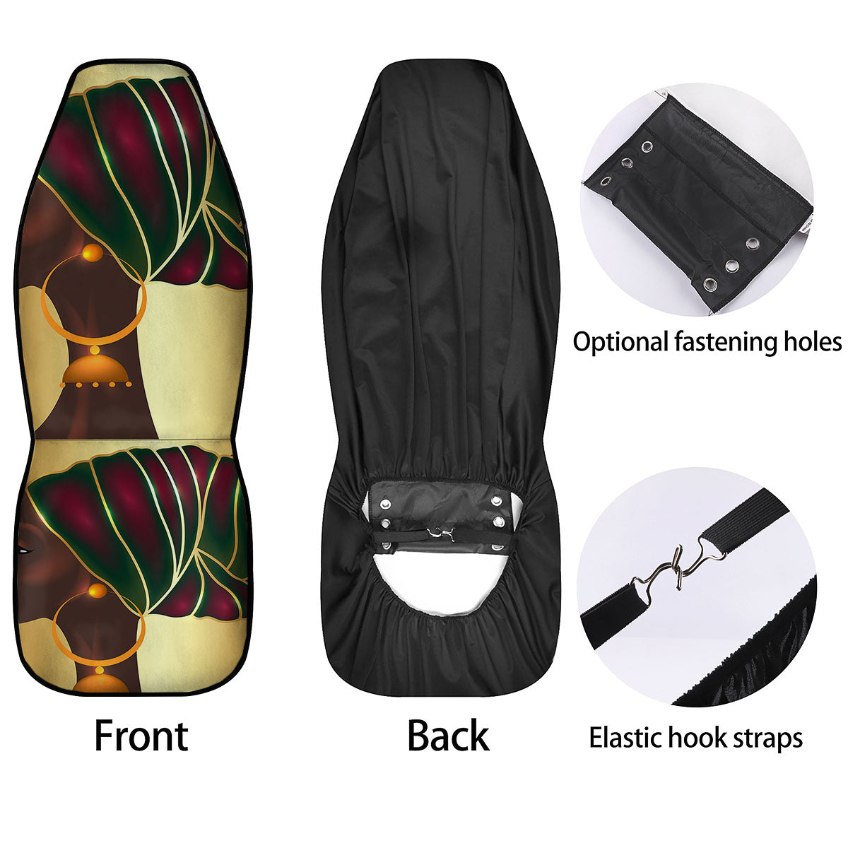 African Afro Gold And Black Print Car Seat Covers-grizzshop