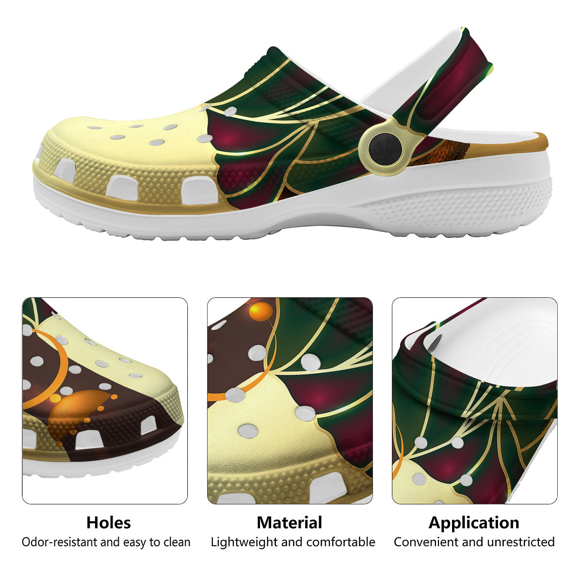 African Afro Gold And Black Print Clog-grizzshop