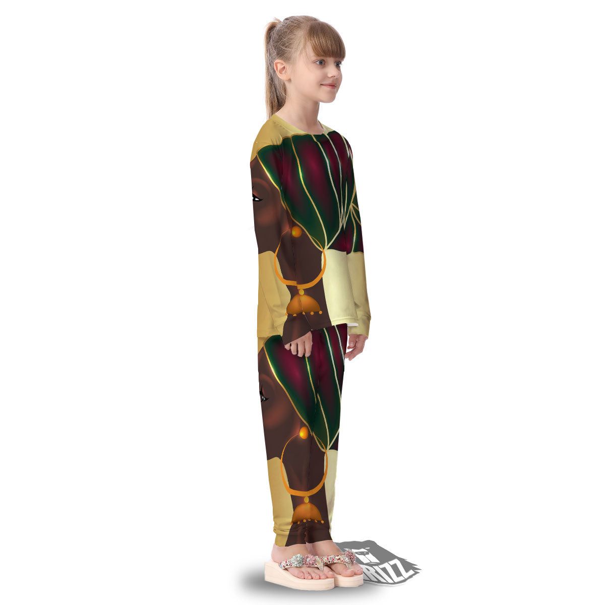 African Afro Gold And Black Print Kid's Pajamas-grizzshop
