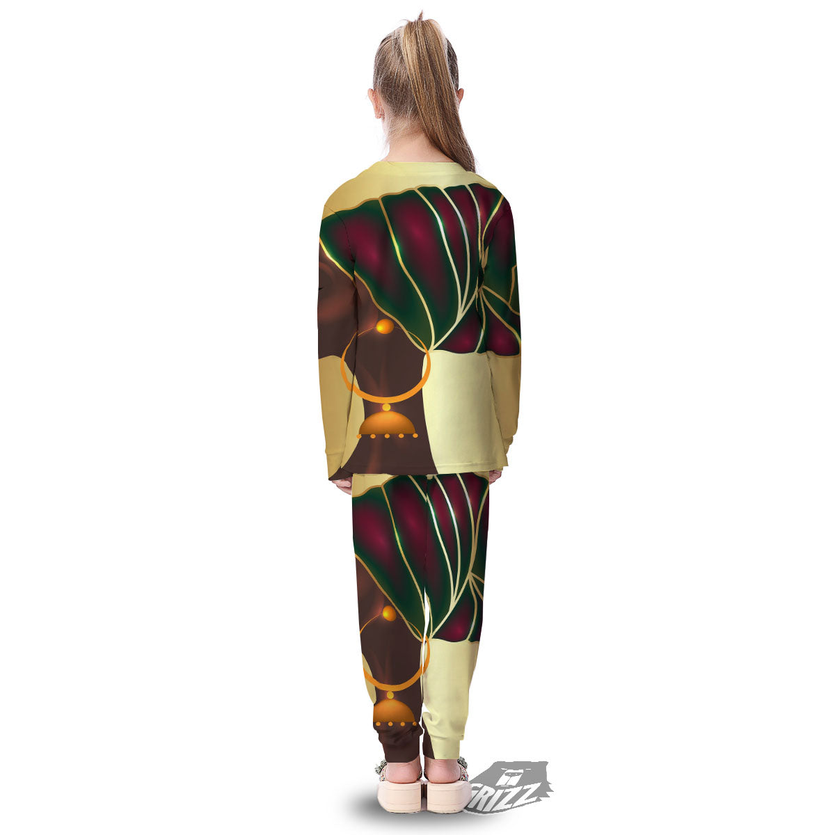 African Afro Gold And Black Print Kid's Pajamas-grizzshop