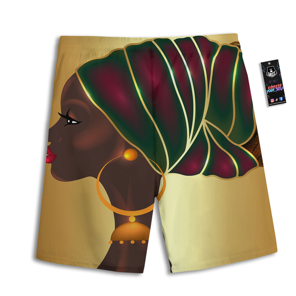 African Afro Gold And Black Print Men's Athletic Shorts