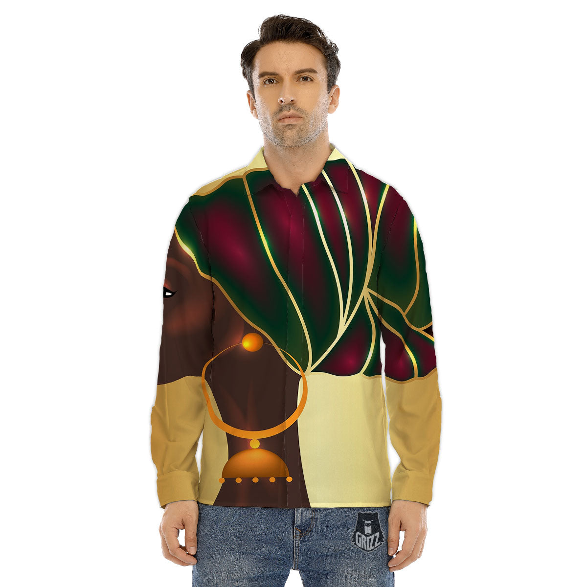African Afro Gold And Black Print Men's Dress Shirts-grizzshop