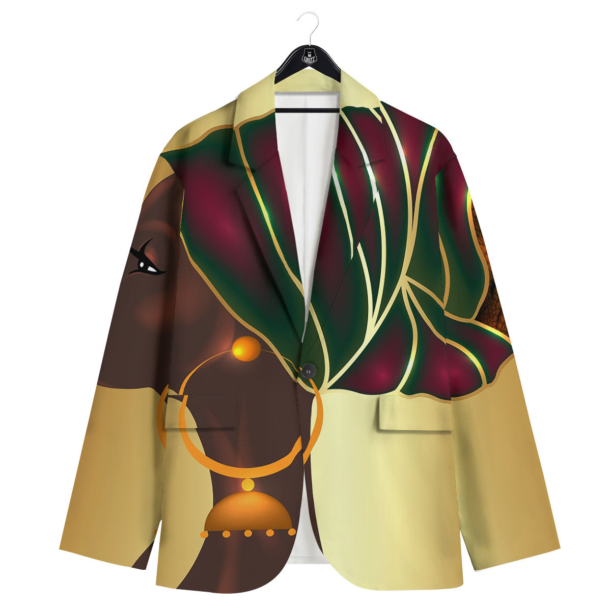 African Afro Gold And Black Print Men's Sport Coat-grizzshop