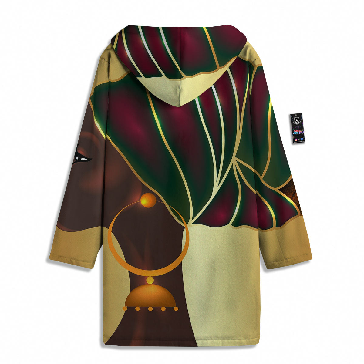 African Afro Gold And Black Print Men's Windbreaker Jacket-grizzshop