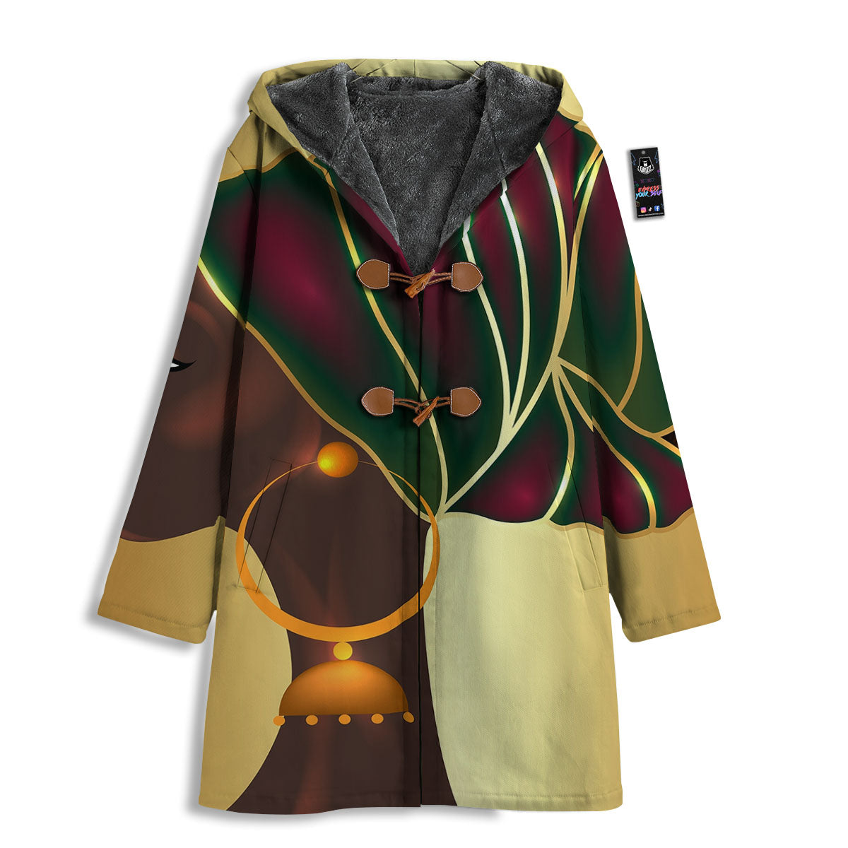 African Afro Gold And Black Print Men's Windbreaker Jacket-grizzshop