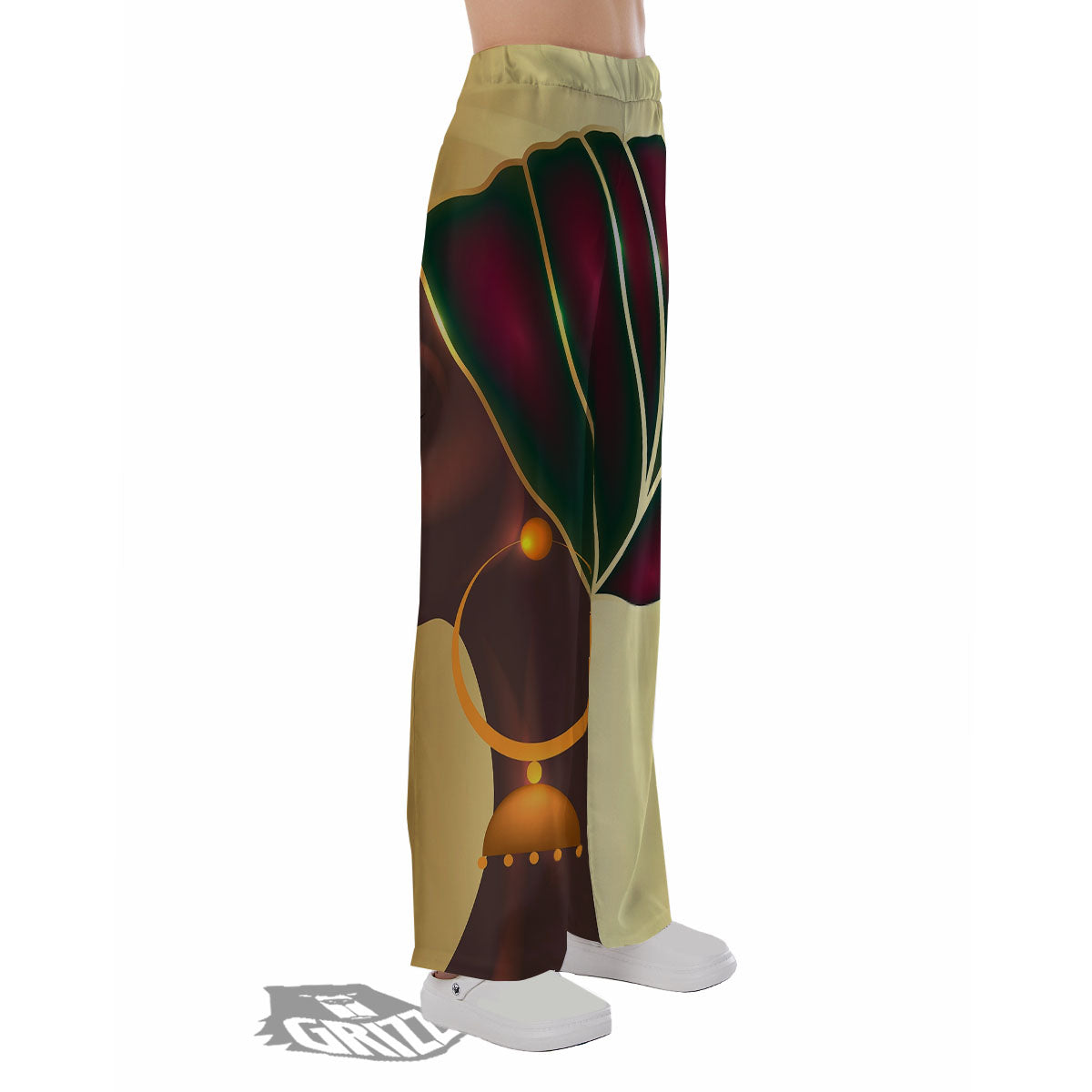 African Afro Gold And Black Print Pajama Pants-grizzshop