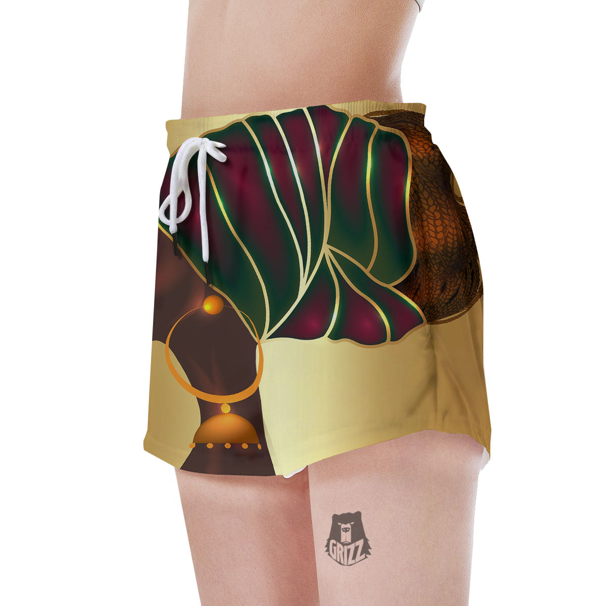 African Afro Gold And Black Print Women's Shorts-grizzshop