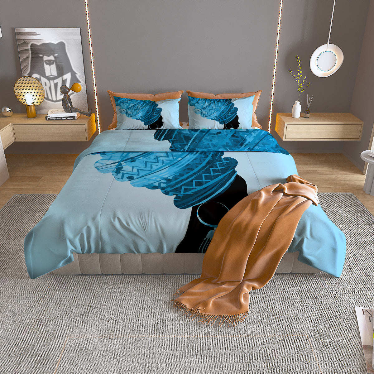 Alien Face Green Print Duvet Cover Bedding Set