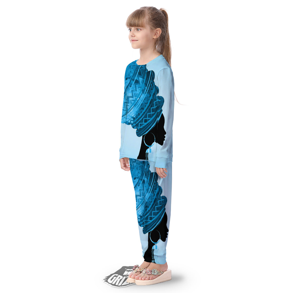 African Dashiki Black And Blue Print Kid's Pajamas-grizzshop