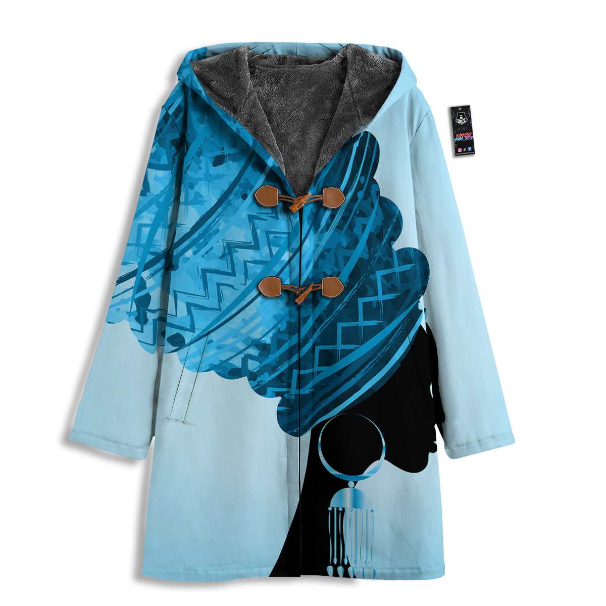 African Dashiki Black And Blue Print Men's Windbreaker Jacket-grizzshop