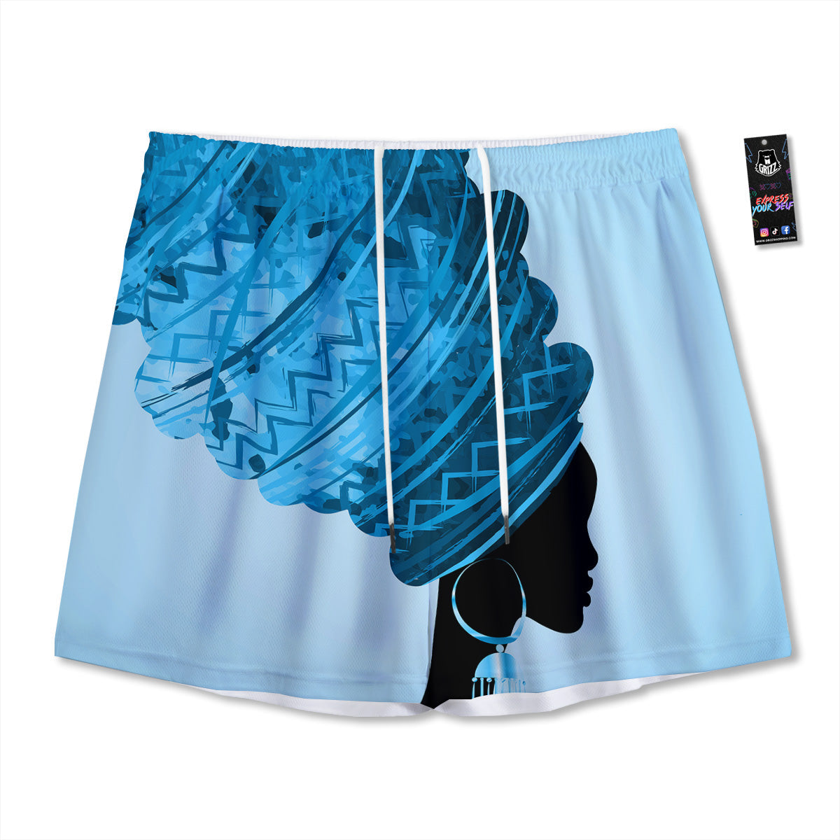 Alien Face Green Print Mesh Shorts