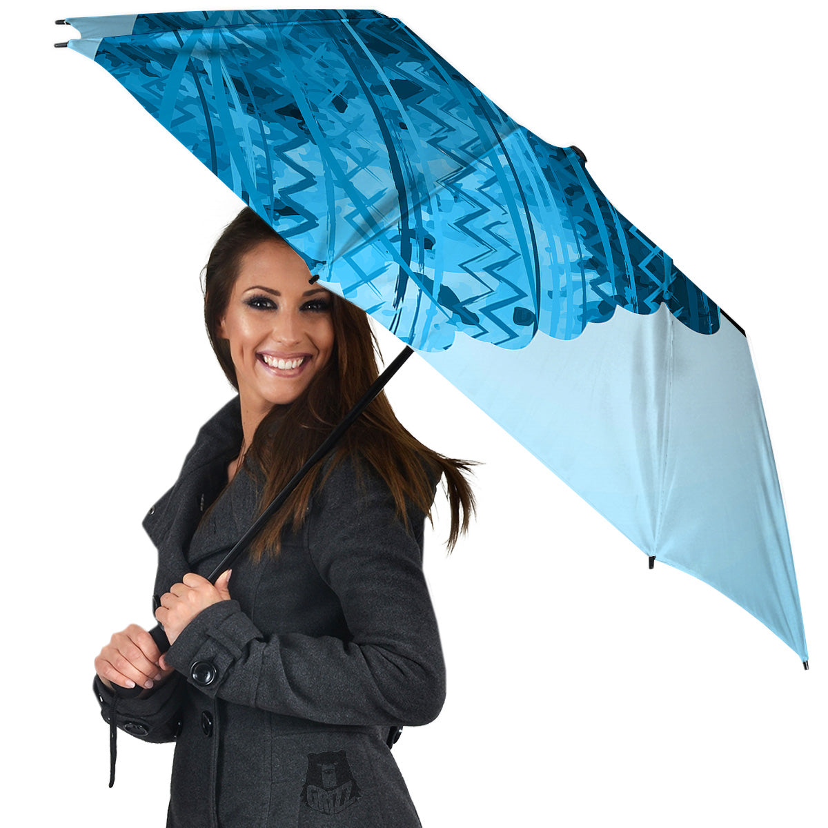 African Dashiki Black And Blue Print Umbrella-grizzshop